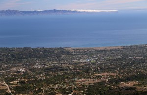 View of Santa Barbara from road on mountain ridge