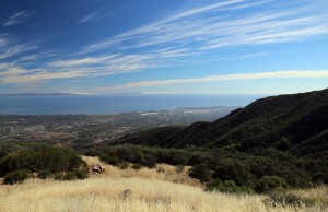View of Santa Barbara from road on mountain ridge