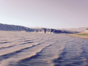 View from lake bed at lake cachuma