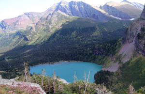 View of Third Lake on Trail to Grinnell Glacier from Glacier 