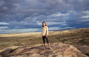 Joan on Mesa with Bear Spray