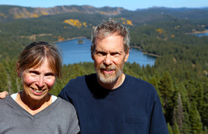 Joan and Steve Squinting at the Camera at Land O Lakes Overlook, Grand Mesa, Colorado