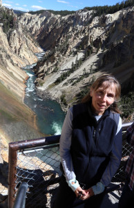 Joan at Top of Upper Falls, Grand Canyon of the Yellowstone